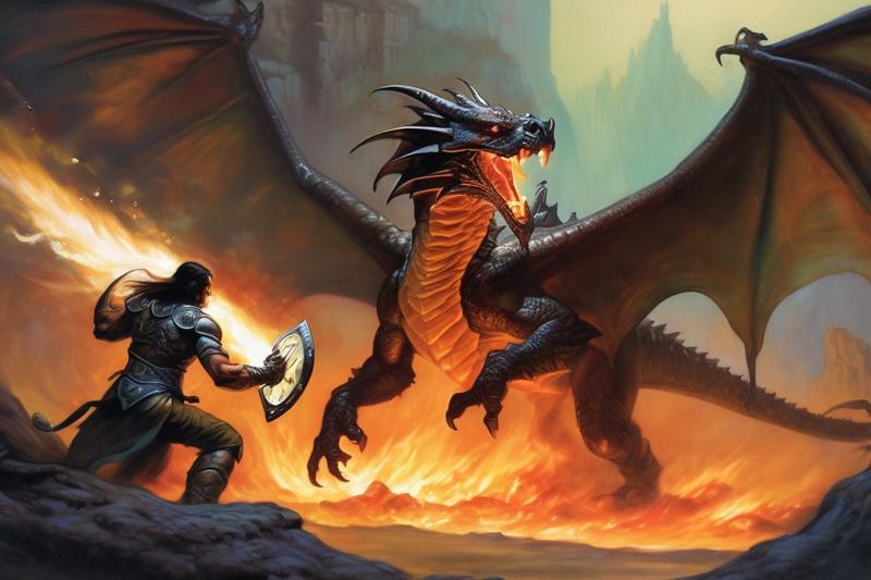 05672-2940851593-a dragon breathes fire at a warrior with raised shield, deflecting fire, jungle background, very detailed, sharp focus, magic th.jpg